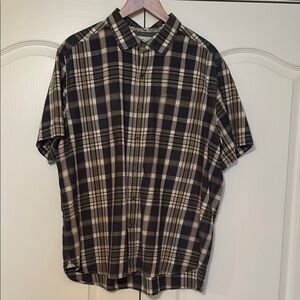 Tommy Bahama Tan and Blue Casual Button Down Shirt